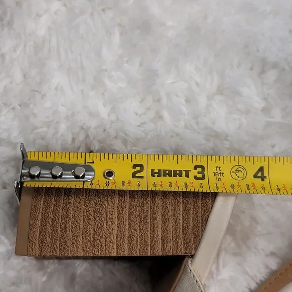 LC Lauren Conrad Etta Slingback Sandals Womens Size 8 Cream Two Band Ruffle Trim - Picture 8 of 10